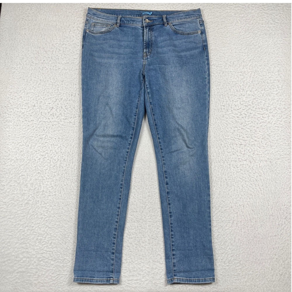 J.McLaughlin Straight Leg Jeans Womens 14 Blue Medium Wash Stretch Denim Classic